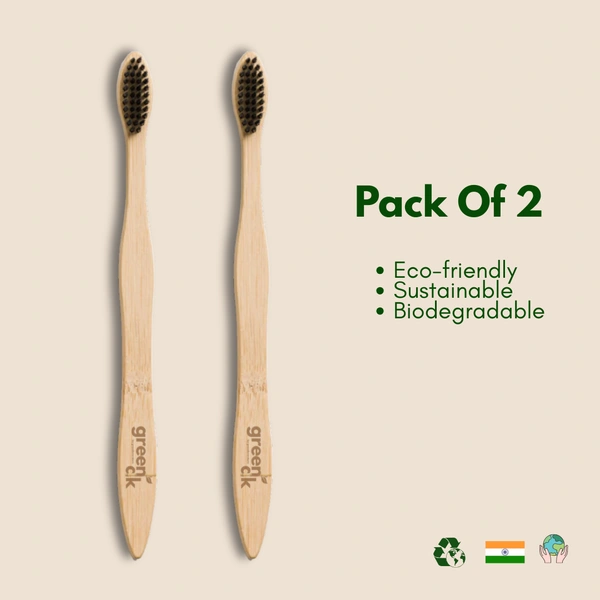 Organic Bamboo Toothbrush Pack Of 2