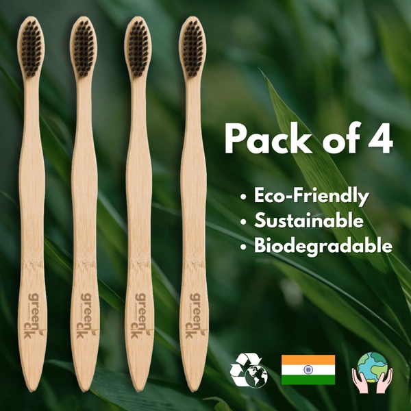 Greenloverstore Organic bamboo tooth brush pack of 4