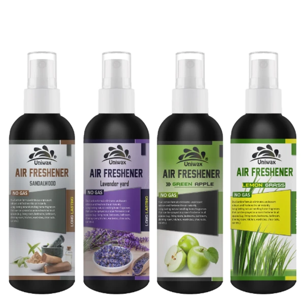 AIR FRESHNER/PERFUME 4 PIECES COMBO SANDAL, LAVENDER,GREEN APPLE, LEMON GRASS - 200ML EACH 4 pcs