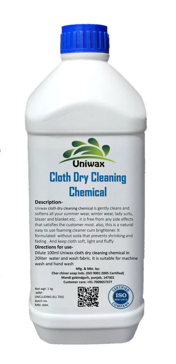 uniwax Cloth dry cleaning chemical / fabric wash for suite, saree, woolen, blazer, coat etc - 1kg