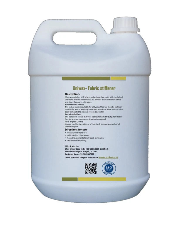 uniwax fabric stiffener, liquid starch / fabric hardener - 5kg