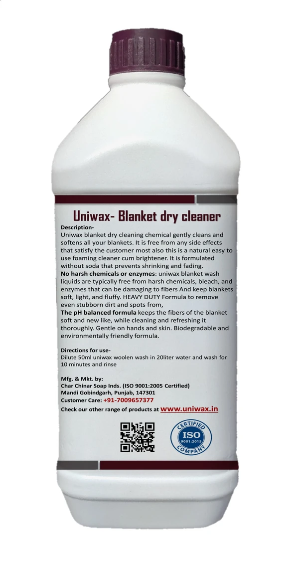 uniwax- blanket dry cleaner / blanket wash liquid - 1 kg