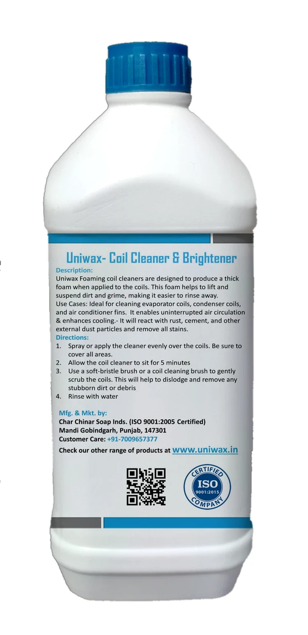 uniwax coil cleaner Cleans dirt, dust, oil, grease  & rust - 1liter