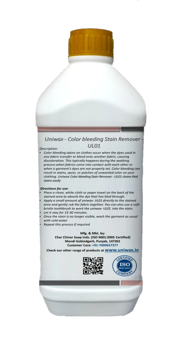 uniwax color bleeding stain remover / UL01 /  Colour Cloth stain remover - 1 Liter