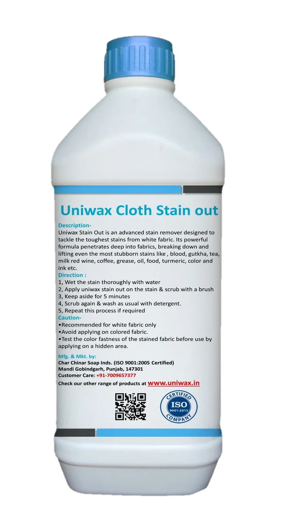uniwax Stain out for tea coffee, pan masala, colour, black spot, food stain remover for cloth - 1 kg