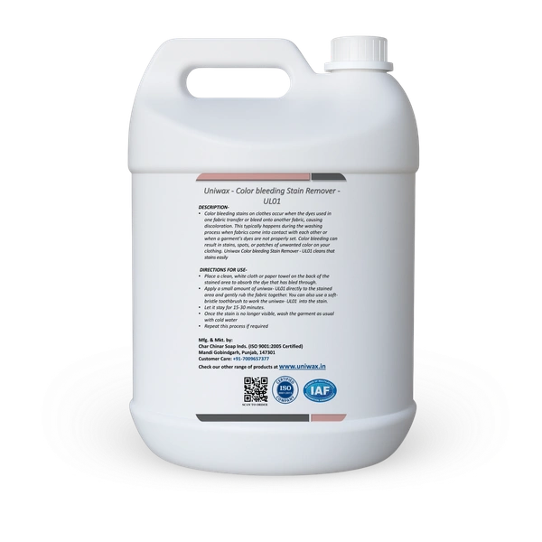 uniwax color bleeding stain remover / UL01 /  Colour Cloth stain remover - 5 liter