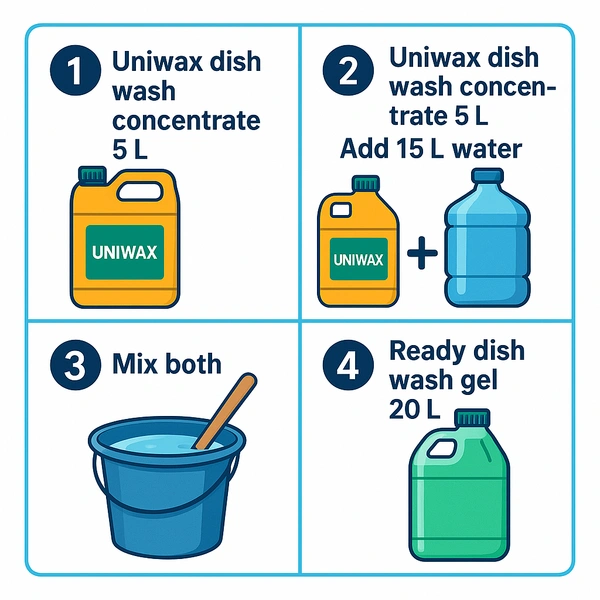 uniwax U9 Concentrated Dishwash 5 liter makes 20 liter dishwash gel - 5kg