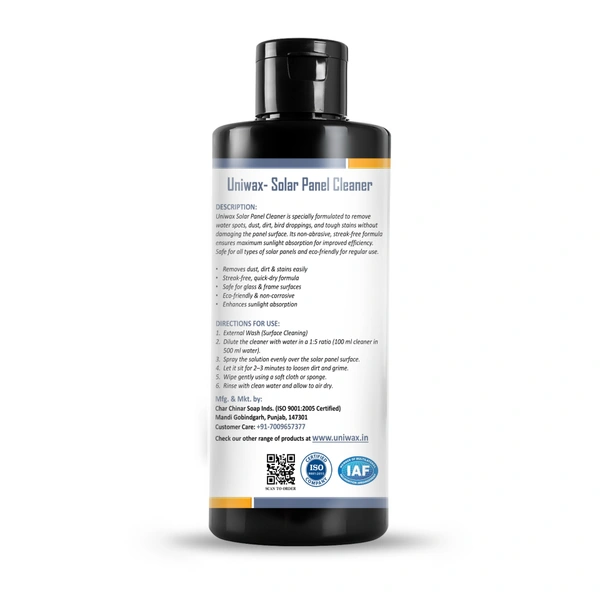 Uniwax Solar Panel Cleaner – Streak-Free, Eco-Friendly & Safe for All Panels - 200 ml