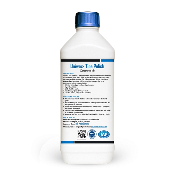 Uniwax Tyre Polish (1:2 Concentrate) – Deep Black Finish & Protection - 1 L