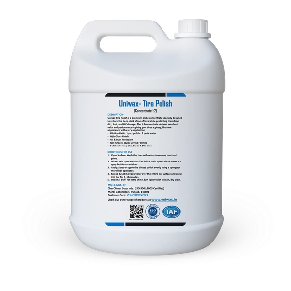 Uniwax-Tire Polish Concentrate / Add 2 Time Water-1 Liter Makes 3 Liter - 5 L