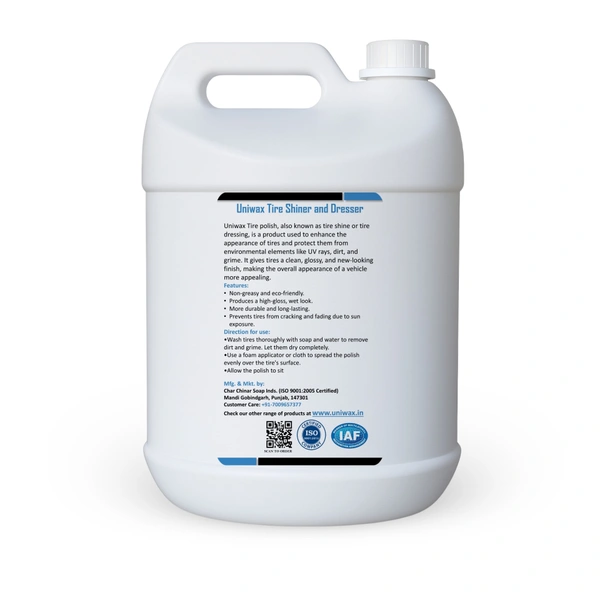 UniWax Tyre Polish – Long-Lasting Shine & Protection – Restores Faded Tires & Resists Dust - 5 kg