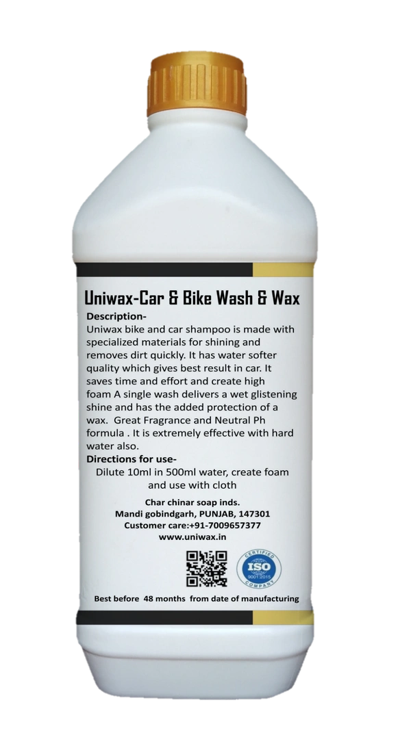 Uniwax Wash & Wax Car Shampoo Foam-Rich Cleaner with Protective Wax Coating - 1kg