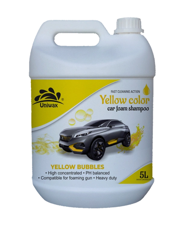 Uniwax  yellow color foam wash with wax colour foam car wash shampoo - 5kg, Yellow