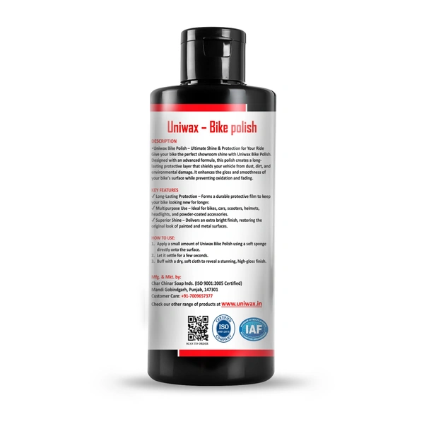 UniWax Bike Polish – High-Gloss Shine & Protection for Motorcycles & Bicycles – UV Resistant Formula - 200ml
