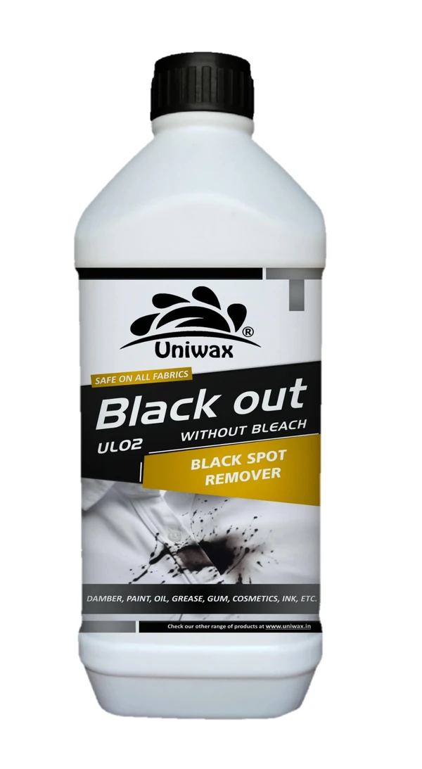 Black out- black stain remover  DAMBER, PAINT, OIL, GREASE, GUM, COSMETICS, INK, ETC. - 1 liter