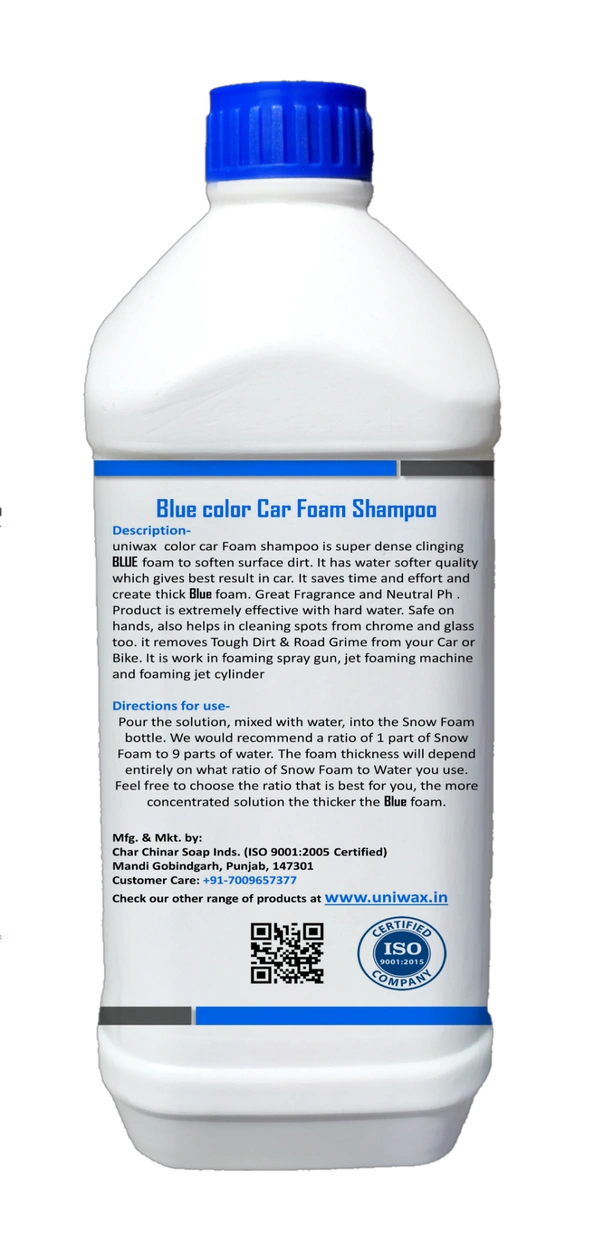 Uniwax Blue Foam Shampoo produces a thick, stable foam for superior cleaning. - 1kg