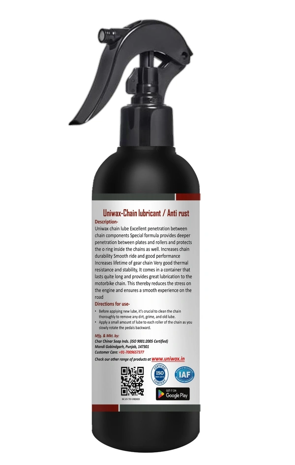 UNIWAX Chain lubricant / Anti rust Spray & Chain Cleaner Spray/ Prevent Chain breakage - 200ml
