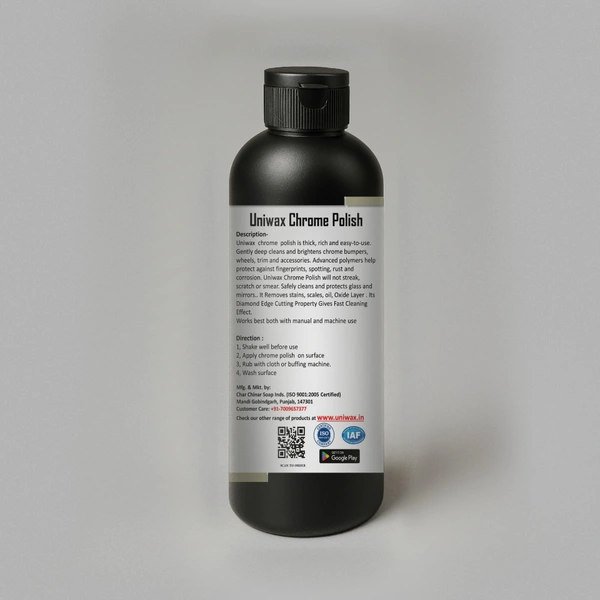 UNIWAX Chrome Polish – Premium Chrome & Metal Polish for Auto, Motorcycle, and Home Use – Mirror Shine Formula - 200 GM
