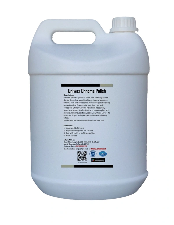 Uniwax Chrome Polish – Multi-Surface Metal Cleaner for Vehicles – Anti-Rust & Mirror Finish Formula - 5 KG