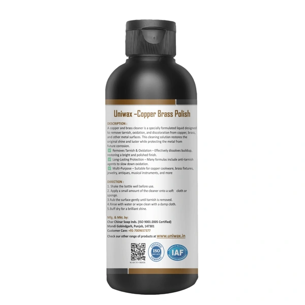 uniwax copper brass Uniwax Copper & Brass Cleaner – Instantly Removes Tarnish & Restores Shine – Gentle & Effective Metal Polish - 200ml