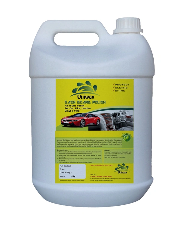 Uniwax Dashboard Polish | High Gloss Shine & UV Protection | Long-Lasting Formula - 5kg