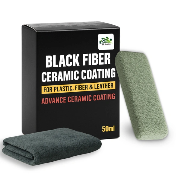 Uniwax Black Fiber Ceramic Coating | Advanced 9H Protection with Deep Gloss Finish | Water, Dust & UV Resistant Nano Shield for Car, Bike, Plastic & Metal Surfaces | Long-Lasting Shine - 50ml