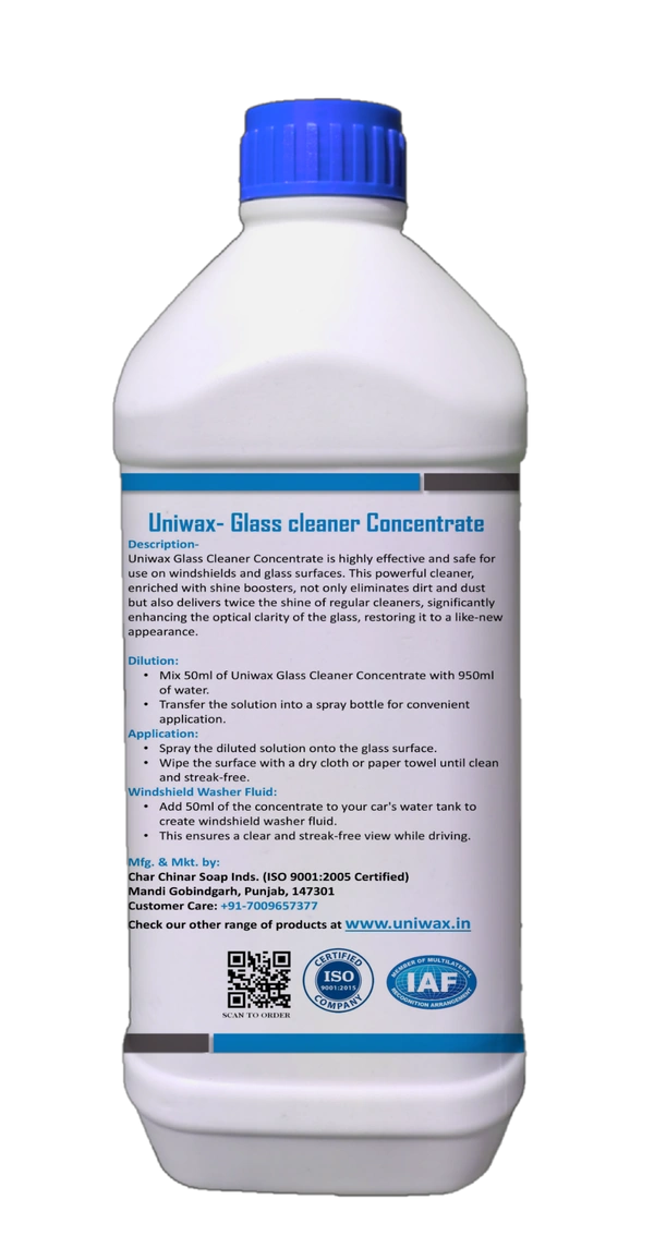uniwax glass cleaner concentrate 1:20, 1 liter makes 20 liter - 1kg