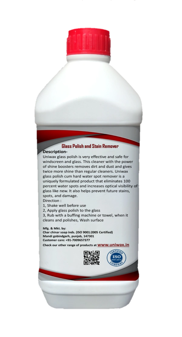 UniWax Glass Polish – Hard Water Stain Remover & Glass Cleaner – Restores Clarity & Shine - 1kg