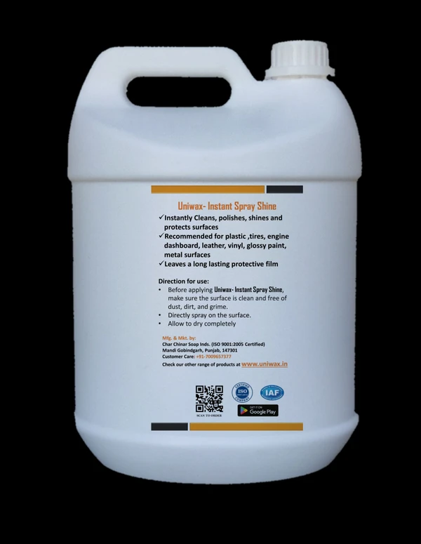 INSTANT SHINE FOR CAR PAINT AND PLASTIC PARTS - 5 liter