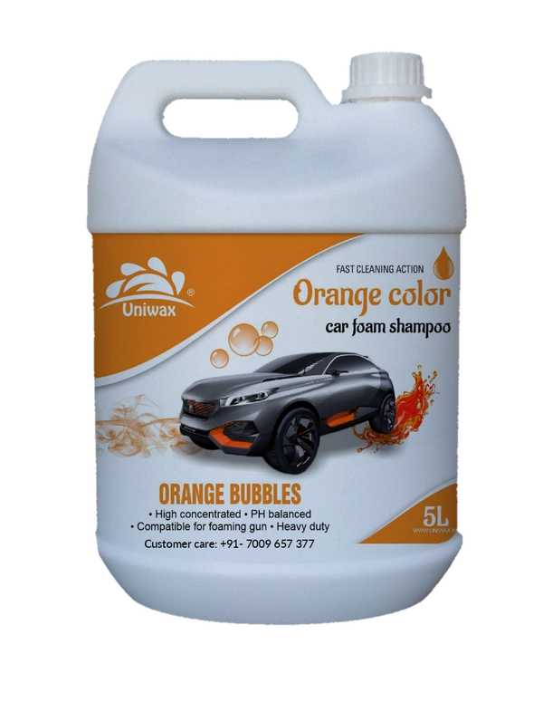 uniwax colour foam shampoo with wax / Produces Thick Coloured Foam Car Washing Liquid - 5kg, Orange