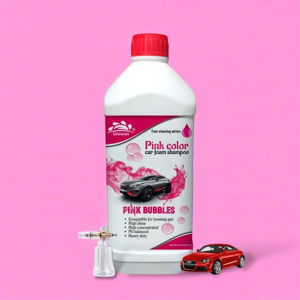 Uniwax color foam wash with wax colour foam car wash shampoo - 1kg, Pink