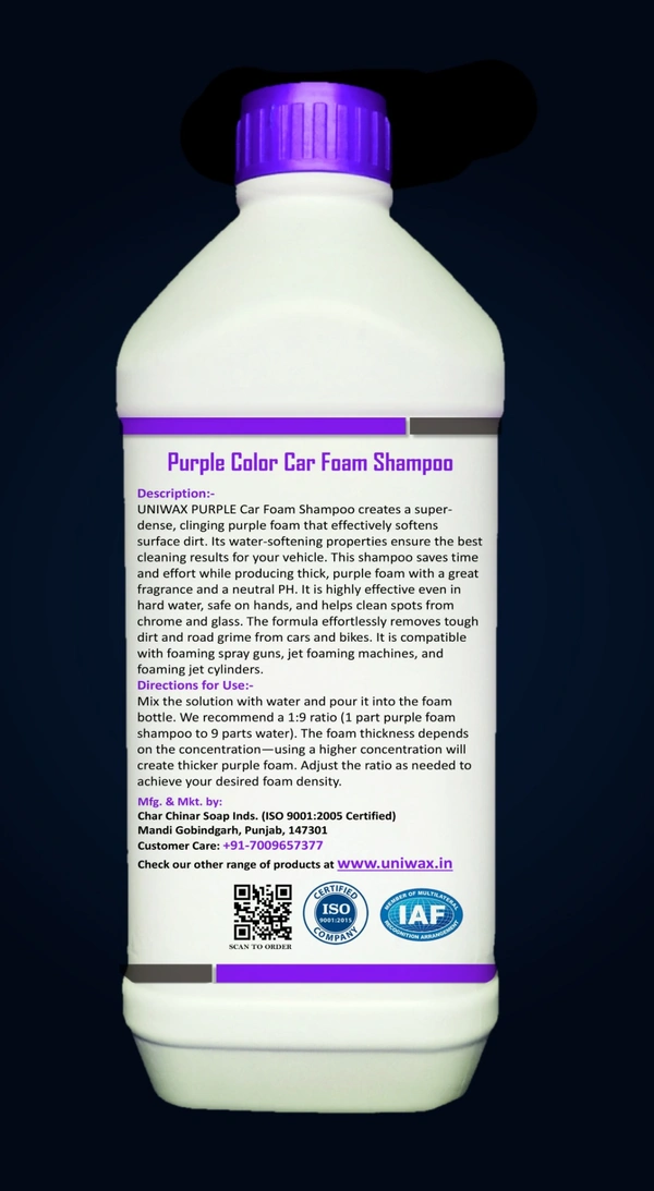 Uniwax color foam wash with wax colour foam car wash shampoo - 1kg, Purple