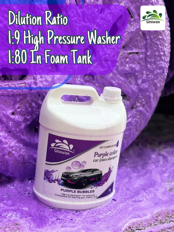 Uniwax color foam wash with wax colour foam car wash shampoo - 5kg, Purple