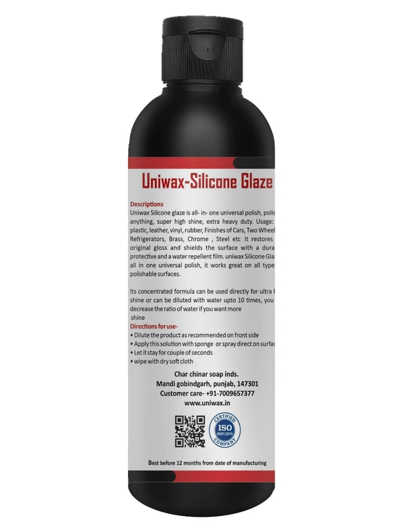 Uniwax Silicone Glaze Car Polish – High Gloss Shine & Protection for Paint, Plastic, Rubber & Leather – Water-Repellent & Long-Lasting Formula - 200gm