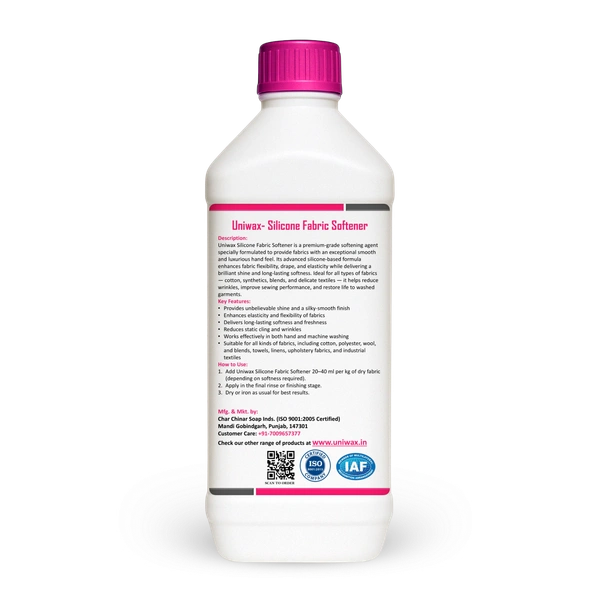 Silicone fabric softener / smooth and shiny fabric finish / long-lasting softness, Reduces ironing effort - 1 KG
