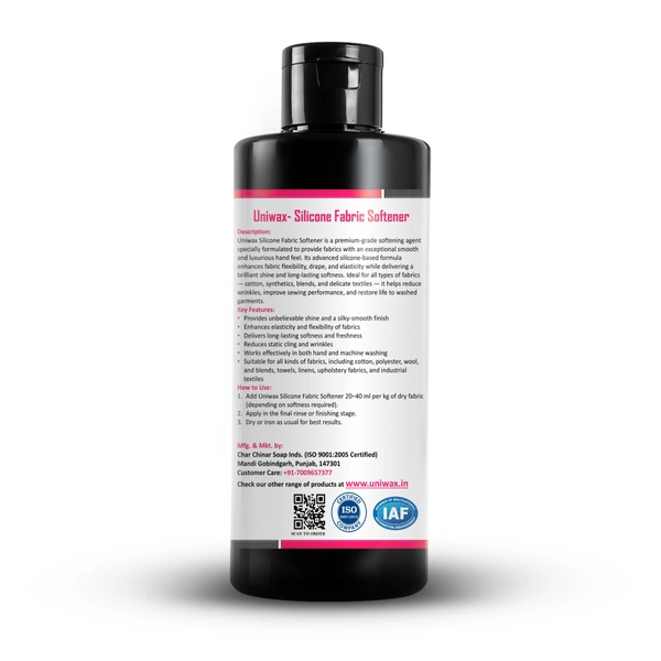 Silicone fabric softener / smooth and shiny fabric finish / long-lasting softness, Reduces ironing effort - 200 GM
