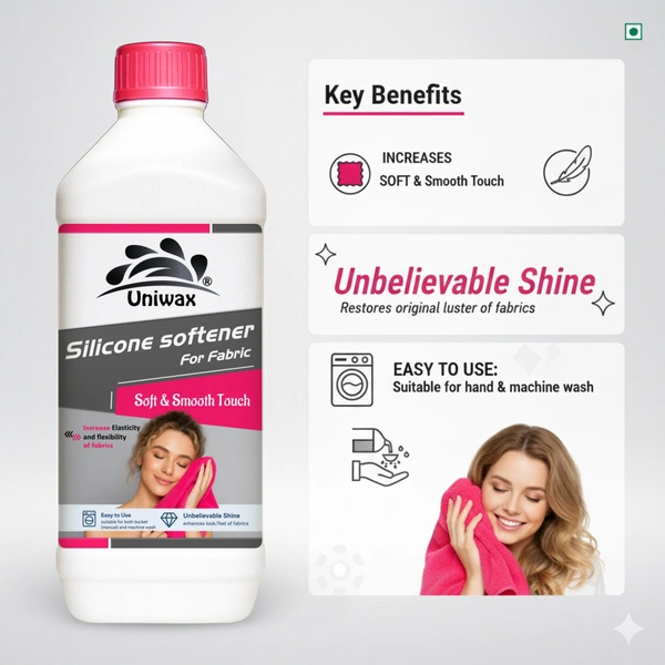 Silicone fabric softener / smooth and shiny fabric finish / long-lasting softness, Reduces ironing effort - 1 KG