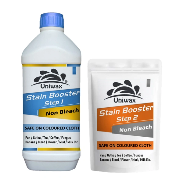 Stain booster for colored cloth  pan, gutka, tea, blood, fungus, milk stain remover - 500gram Step-1,  500gram Step-2