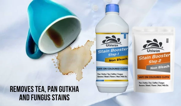 Stain booster for colored cloth  pan, gutka, tea, blood, fungus, milk stain remover - 500gram Step-1  500gram  Step-2