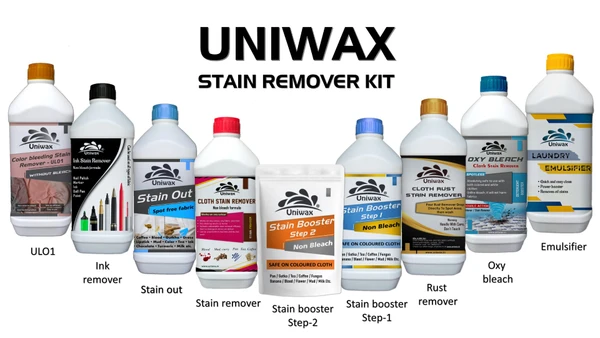 Uniwax Stain Remover Kit 1kg each - 8kg- 9 pieces