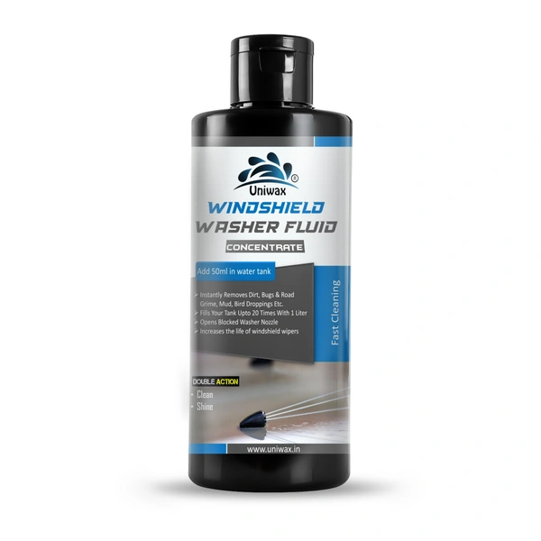 Uniwax All-Season Windshield Washer Fluid Concentrated Cleaner for Cars, Removes Dirt & Bugs - 200 ml