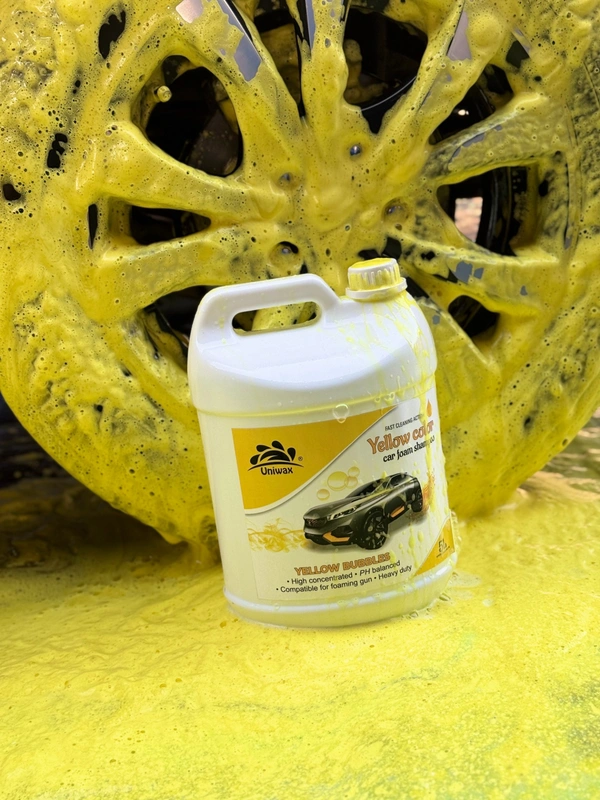 Uniwax  yellow color foam wash with wax colour foam car wash shampoo - 5kg, Yellow