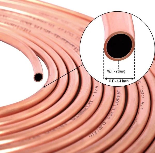 Daikin Soft Copper Tube, 15mtr, Outer Dia 1/4 inch