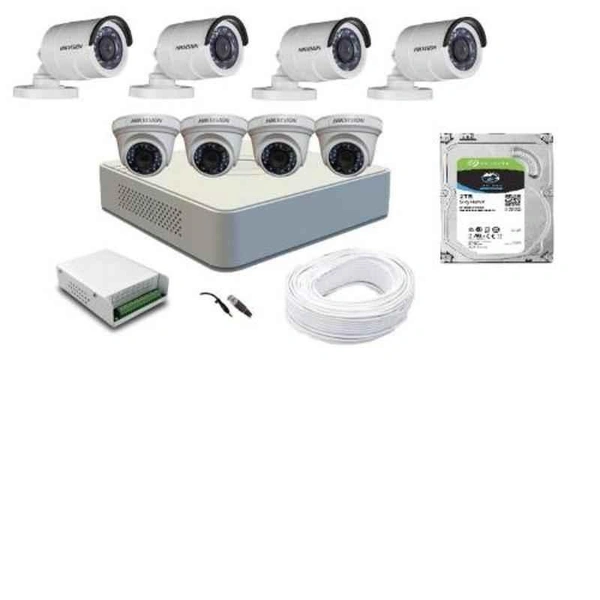 Hikvision 8 Channel Hd Dvr 4Dome & 4Bullet Setup