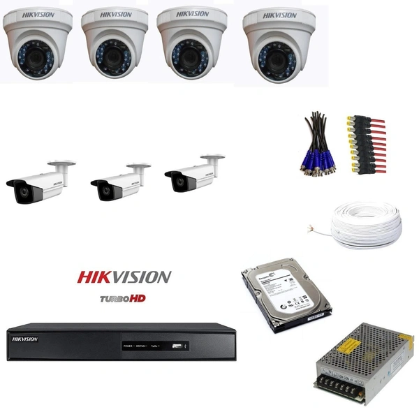 HikVision- 4 dome cameras, 3 bullet cameras, 1 harddisk, 1 dvr. - 