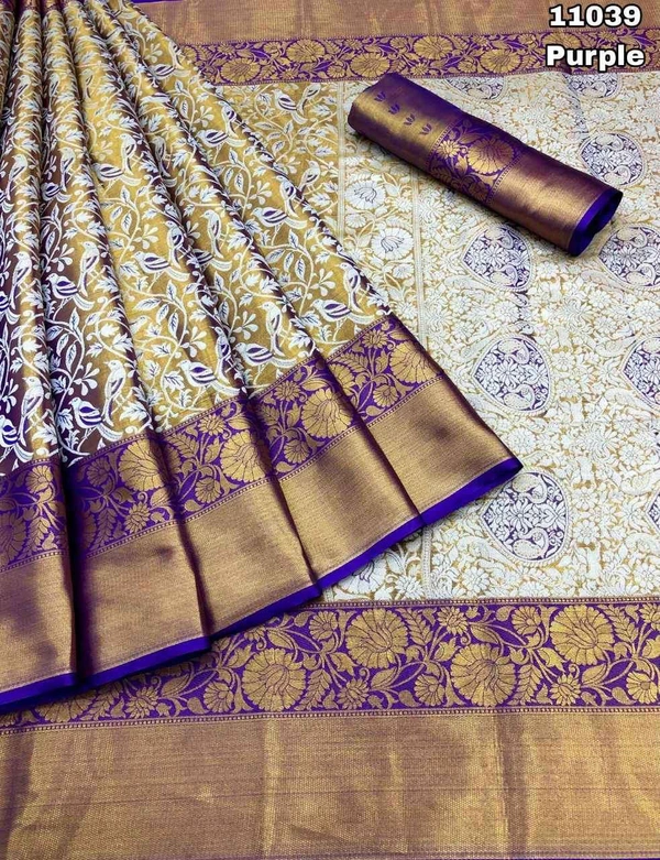 KS0001 Kanjivaram Bridal Silk Saree  - Purple