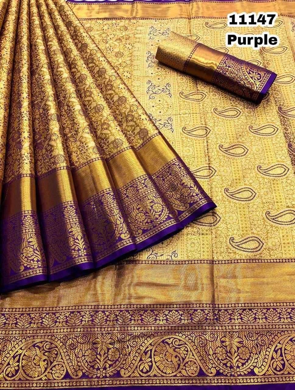 KS0004 Kanjivaram Bridal Silk Saree (Without Face)  - Purple