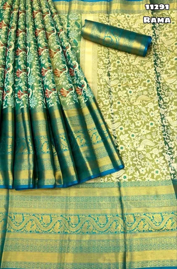 KS0006 Kanjivaram Soft Silk Saree  - sky Blue