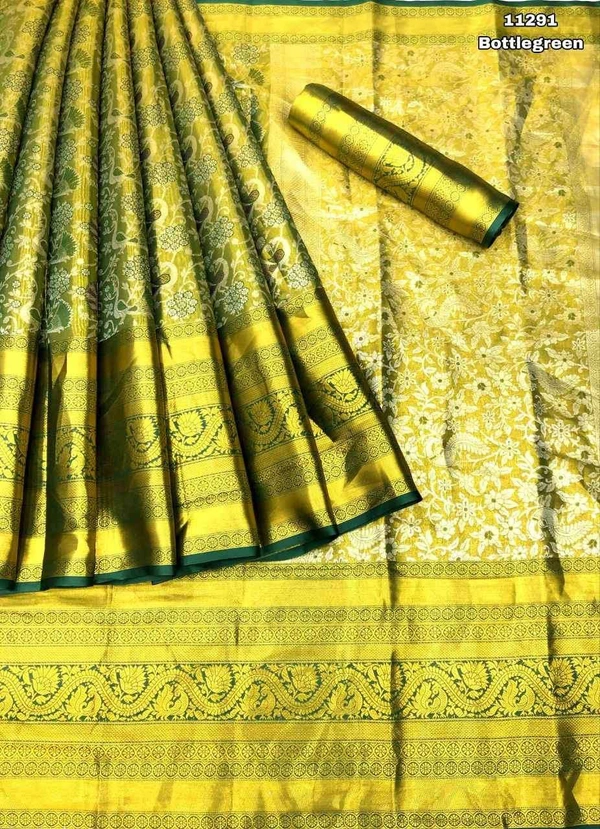 KS0006 Kanjivaram Soft Silk Saree  - Bottle green