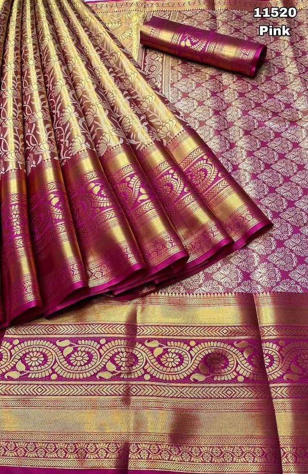 KS0010 Kanjivaram Soft Silk Saree  - Pink